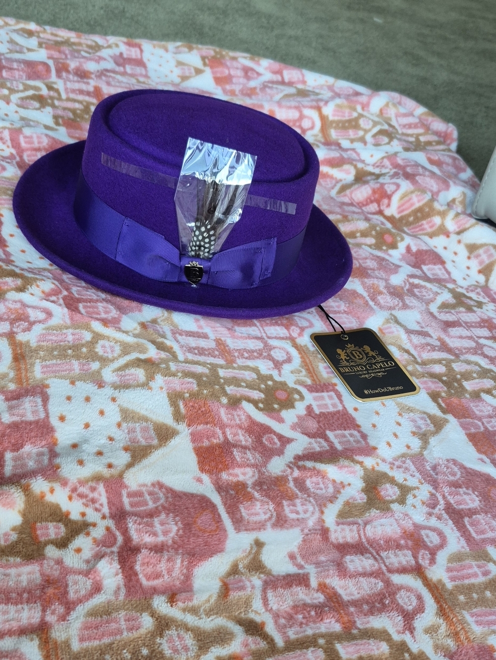 NEW Bruno Capelo Royal Purple 100% Wool Pork Pie Fedora - Size Small - Picture 5 of 8